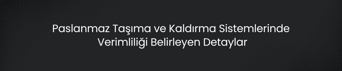 Paslanmaz Taşıma ve Kaldırma Sistemlerinde Doğru Ekipman Seçimi
